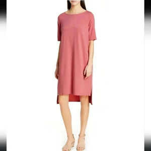 Eileen Fisher Elbow Sleeve Tencel Blend Jersey T-Shirt Dress(XS)
